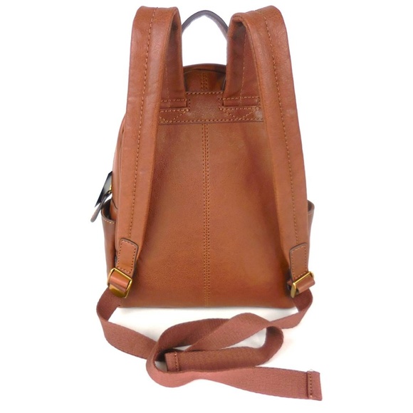 Frye Front Slit Cognac Brown Backpack Leather Bag - Picture 2 of 8